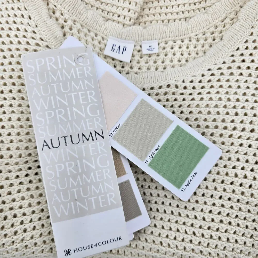 GAP Cream Open-Knit Cotton Sweater Medium‎ | Neutral | Minimalist